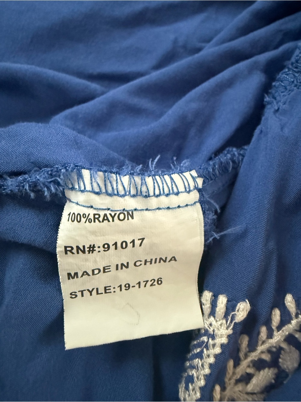 Luna Moon Anthropologie Women's Blue Embroidered Tunic Blouse - Boho V-Neck - Picture 9 of 9